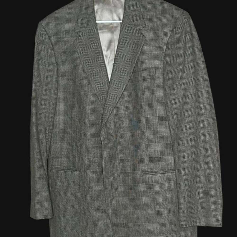 Vintage Grey and Black Plaid Blazer Jacket Men's 44L